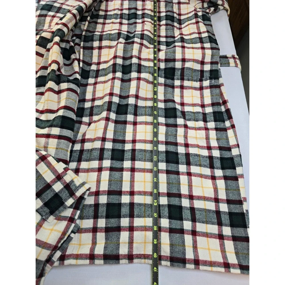LL Bean Mens Large Plaid Flannel Robe Cotton Tartan Loungewear Classic Preppy